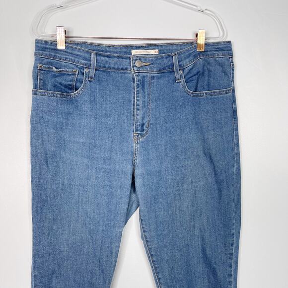 Levis Womens 34 Medium Wash 721 High Rise Skinny Jeans Raw Fray Hem Blue Cotton - Picture 3 of 13